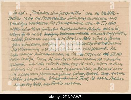 Hugo Erfurth, letter of Hugo Erfurth to Walter Tiemann, from the album Ausstellung Hugo Erfurth - Bildnisse aus dem XX. Jahrhundert, Konstanz 1949, paper, ink, sheet size: height: 10,3 cm; width: 14,7 cm, label: Passepartout recto u. in the middle: in machine type on Japan paper: letter from Hugo Erfurth, written material, autographs, letters, alphabet, typeface, At the beginning of the 20th century, Hugo Erfurth is one of the most famous professional photographers in Germany, along with Rudolph Dührkoop and Nicola Perscheid. After completing an apprenticeship as a photographer, he opened his Stock Photo