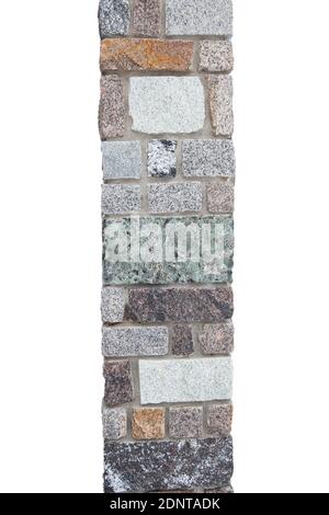 stone pillar of multicolored bricks isolated on a white Stock Photo