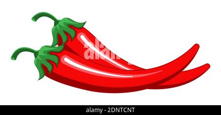 Red chilly peppers vector isolated on the white background. Hot chillies for food logo, banner, flyer, web. Stock Vector