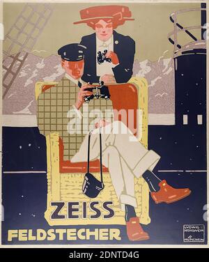 G. Schuh & Cie. (Munich), Ludwig Hohlwein, Zeiss binoculars, paper, lithography, total: height: 50,5 cm; width: 42,6 cm, signed: recto u. r. im Druck: LUDWIG HOHLWEIN MÜNCHEN, product advertising (posters), eyeglasses, glasses, art nouveau Stock Photo