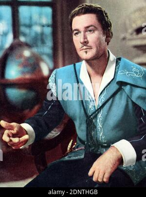 Film still of Errol Flynn (1909-1959) from 'Adventures of Don Juan'. Stock Photo