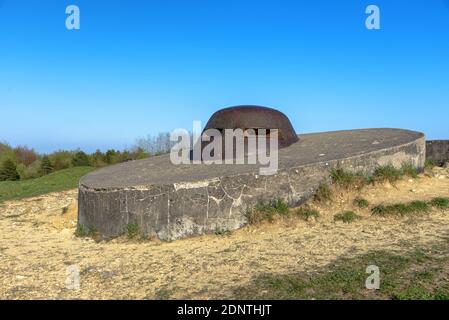 The tops of a bunker at the remains of Fort Douaumont from the Battle of Verdun, France