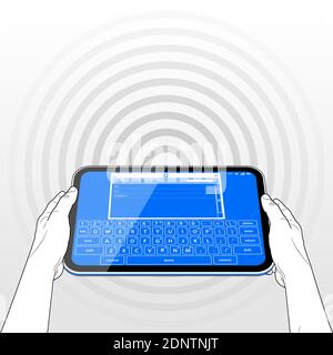 A Tablet PC Computer presenting an e-mail (electronic mail) user interface on screen. Stock Vector