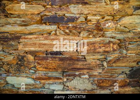 Traditional schist  pattern of the wall in Douro River Valley, Portugal Stock Photo