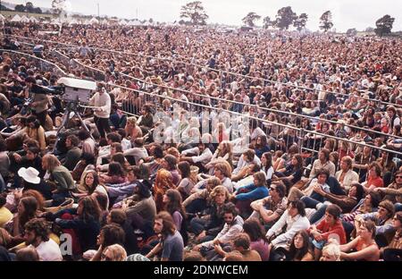 Philippe Gras / Le Pictorium -  Isle of Wight Festival -  30/08/1970  -  United Kingdom / England / Isle of Wight  -  The public during the famous Isle of Wight festival in 1970, it is estimated that between 600 and 700,000 people attended. Stock Photo