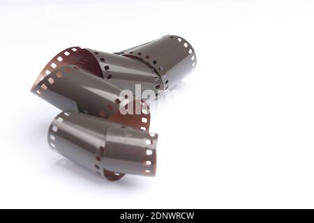 camera roll film with isolated white background. products for analog cameras. the concept of an old model photographic tool that is suitable for desig Stock Photo