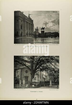 Wilhelm Dreesen, Otto Meissner, City Hall and Emperor Wilhelm monument in Altona and Klopstockgrave in Ottensen from the portfolio New picturesque pictures from the Free and Hanseatic City of Hamburg and its surroundings, Staatliche Landesbildstelle Hamburg, collection on the history of photography, paper, collotype, Total: Height: 48,00 cm; Width: 35,00 cm, inscribed: recto u. Stock Photo