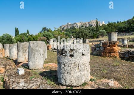 Remains of the bouleuterion in the Agora of Athens, Greece. Stock Photo