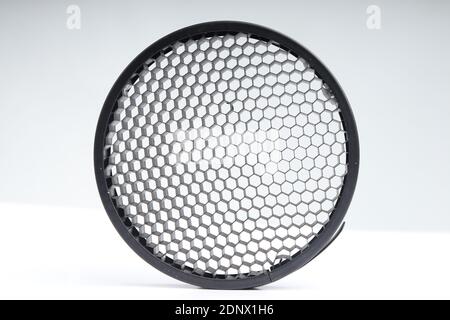 black honeycomb on white isolated background. diffuser products for photographic light Stock Photo