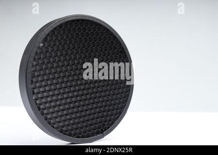 black honeycomb on white isolated background. diffuser products for photographic light Stock Photo