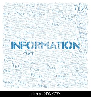Information typography word cloud create with text only Stock Photo