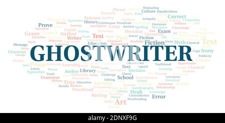 Ghostwriter typography word cloud create with text only Stock Photo