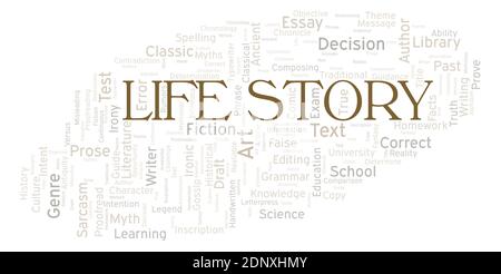 Life Story typography word cloud create with text only Stock Photo