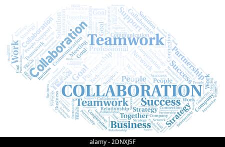 Collaboration typography word cloud create with text only. Stock Photo