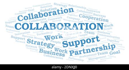 Collaboration typography word cloud create with text only. Stock Photo