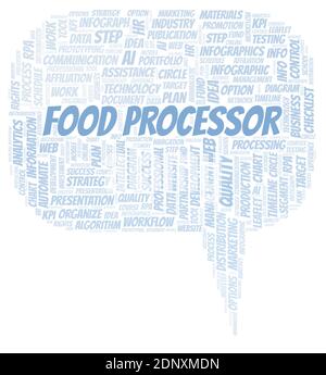 Food Processor typography word cloud create with text only. Stock Photo