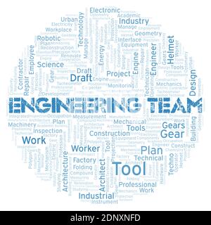 Engineering Team typography word cloud create with text only Stock Photo