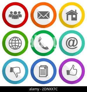 Flat design web icons, set of social media vector internet buttons Stock Vector