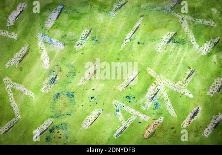 Abstract watercolor green painted background closeup Stock Photo