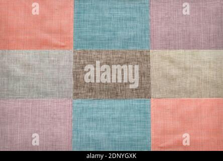 Background from different colorful pieces of cloth, closeup Stock Photo