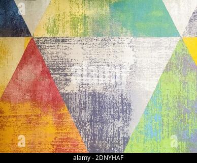 Old colored grunge wallpaper with triangles. Geometric texture Stock Photo