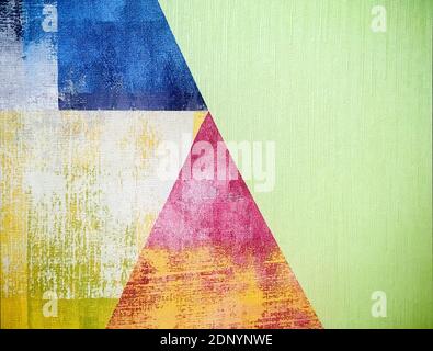 Old colored grunge wallpaper with triangles. Geometric texture Stock Photo