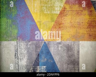 Old colored grunge wallpaper with triangles. Geometric texture Stock Photo