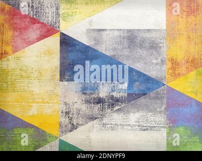 Old colored grunge wallpaper with triangles. Geometric texture Stock Photo