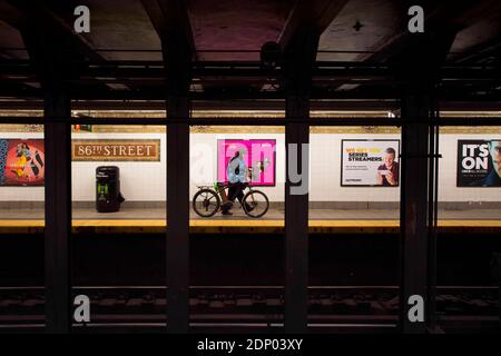 Manhattan, New York, NY, USA - December 10, 2019. New York City Subway at,86 th Street Metro station Manhattan. Stock Photo