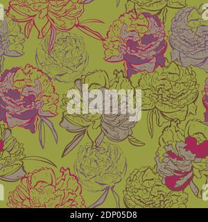 Retro seamless pattern with pink blooming flower. Elegant floral vector  repeated design for background, wallpaper, fabric, wrapping paper Stock  Vector Image & Art - Alamy