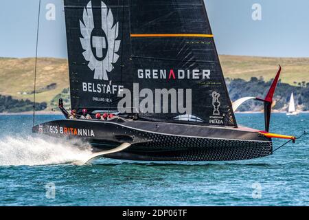 INEOS Team UK Britannia helmed by Sir Ben Ainslie during Official practice ahead of the Prada Christmas Cup on dÃ&#x83;Â©cember 15 2020, Auckland, New Zealand. Photo: Chris Cameron / DPPI / LM Stock Photo
