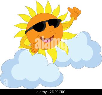 Sun with sun glasses and Cloud , Hot Concept Logo Vector Illustration Stock Vector