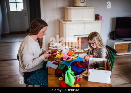 Mother and daughter doing craft Stock Photo