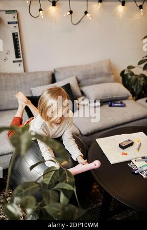 Girl using digital tablet Stock Photo
