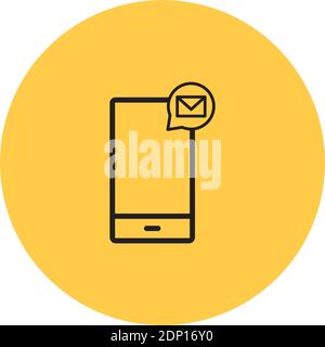 Isolated smartphone computers tecnology online yellow logo- Vector Stock Vector