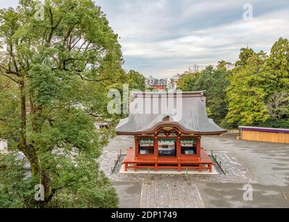 Lower Worship Hall at Tsurugaoka Hachimangu Shrine, Kamakura, Kanagawa, Japan Stock Photo