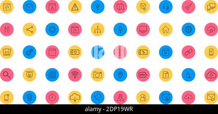 Isolated set group of computers tecnology online colorfull logo - Vector Stock Vector