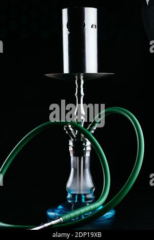 hookah on a black background with smoke Stock Photo