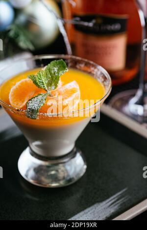 orange dessert on the new year's table Stock Photo