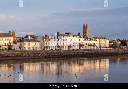 BARNSTAPLE, NORTH DEVON, ENGLAND - DECEMBER 14 2020: The town of Barnstaple and River Taw in North Devon. Stock Photo