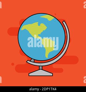 World map back to school tool picture icon - Vector Stock Vector