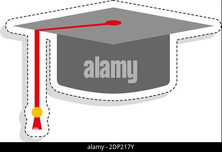 Isolated graduate hat tool back to school sticker- Vector Stock Vector