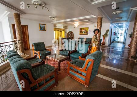 MAKENI, SIERRA LEONE - JUNE 07, 2013: Wusum Hotel in the largest city in the Northern Province of Sierra Leone, capital of Bombali District, fifth lar Stock Photo
