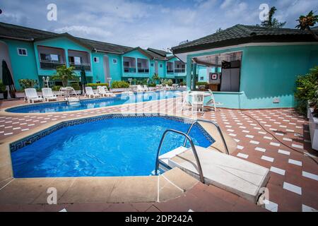 MAKENI, SIERRA LEONE - JUNE 07, 2013: Wusum Hotel in the largest city in the Northern Province of Sierra Leone, capital of Bombali District, fifth lar Stock Photo