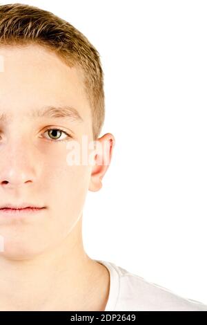 teenage boy isolated on a white background Stock Photo