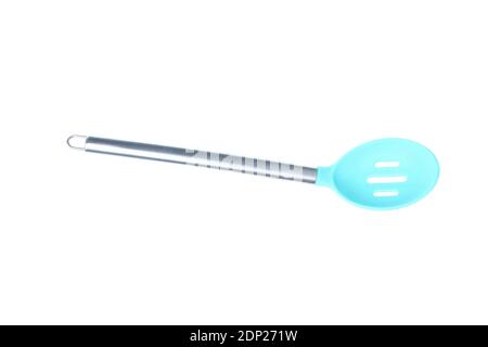 Silicone ladle with metal handle isolated on white background Stock Photo