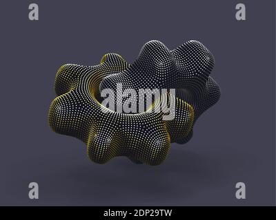 Two 3D gears made of digital dots on gray background. Stock Vector