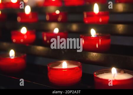 a lot of candles in church Stock Photo