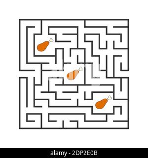 Funny maze. Game for kids. Puzzle for children. Cartoon style. Labyrinth conundrum. Color vector illustration. The development of logical and spatial Stock Vector