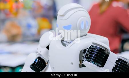 Portrait of humanoid futuristic robot Stock Photo